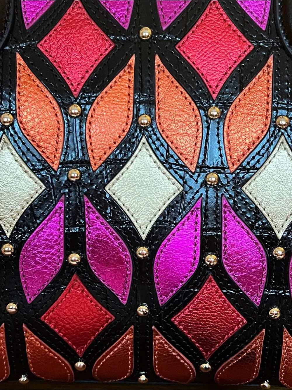 Brahmin Premier Collection Small Caroline Showtime Royale Metallic Patchwork